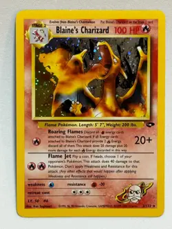 Pokemon Blaine's Charizard 2/132 Rare Holo Swirl Gym Challenge Cracked PSA 7 - Image 1