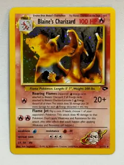 Pokemon Blaine's Charizard 2/132 Rare Holo Swirl Gym Challenge Cracked PSA 7 - Image 4