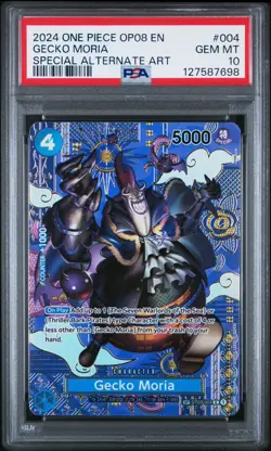 2024 ONE PIECE OP08-TWO LEGENDS SPECIAL ALTERNATE ART #004 GECKO MORIA PSA 10 - Image 1