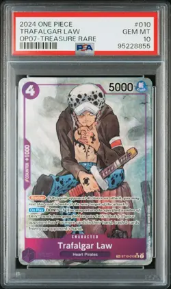 Trafalgar Law One Piece 2024 OP07 Treasure Rare English TR ST10-010 SR PSA 10 - Image 1
