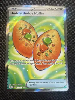 POKEMON TCG: BUDDY-BUDDY POFFIN 167/132 MEGA EVOLUTION ULTRA RARE CARD NM - Image 1