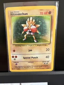 Pokemon Hitmonchan Base Set Holo Rare 70HP Card 7/102 English 1999 - Image 1