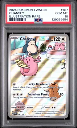 2024 POKEMON TWM EN-TWILIGHT MASQUERADE ILLUSTRATION RARE #187 CHANSEY PSA 10 - Image 1