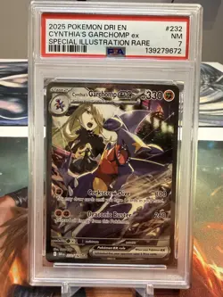 2025 POKEMON DESTINED RIVALS ILLUSTRATION RARE #232 CYNTHIA'S GARCHOMP EX PSA 7 - Image 1