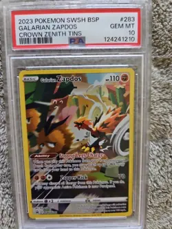 Pokemon Galarian Zapdos SWSH BSP #283 GRADED PSA GEM MINT 10 - Image 1