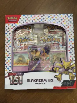 Pokemon TCG Scarlet and Violet 151 Alakazam EX Collection Box 4 Packs Sealed NEW 820650855269 - Image 1