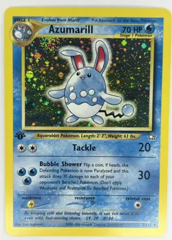 Pokemon TCG 1st Edition Azumarill Neo Genesis 2000 Holo WOTC 2/111 LP-NM SWIRL - Image 1