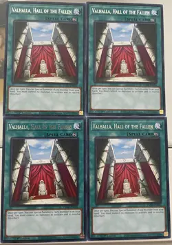 4x YUGIOH 1ST ED VASM-EN056 VALHALLA, HALL OF THE FALLEN RARE NEAR MINT (NM) - Image 1