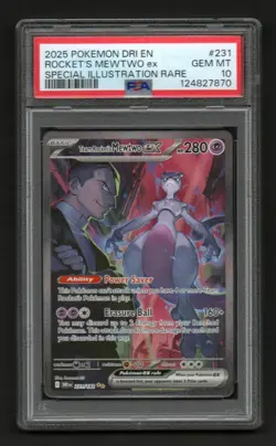 Pokemon 2025 Team Rocket's Mewtwo ex 231/182 SIR Destined Rivals GEM MINT PSA 10 - Image 1