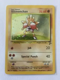 Hitmonchan 8/130 - Rare Holo - Base set 2 - 2000 WOTC Vintag - Pokemon Card - LP - Image 1