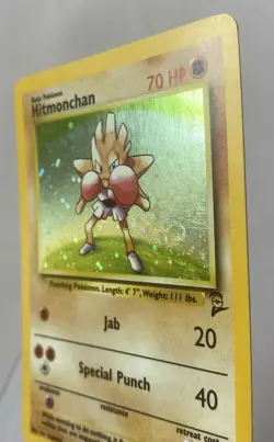 Hitmonchan 8/130 - Rare Holo - Base set 2 - 2000 WOTC Vintag - Pokemon Card - LP - Image 2