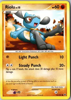 Riolu Common Platinum 91/127 LP Pokemon Card - Image 1
