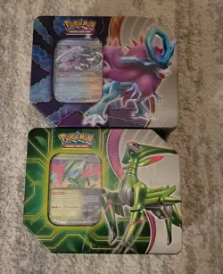 Pokemon TCG: Paradox Clash Tin Set of 2 - Iron Leaves & Walking Wake Sealed Tins - Image 2