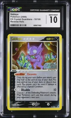 Pokemon Sableye EX Crystal Guardians 10/100 Reverse Holo STAMPED CGC 10 GEM MINT - Image 1