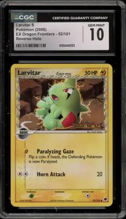 Pokemon Larvitar EX Dragon Frontiers Reverse Holo #52 CGC 10 Gem Mint - Image 1