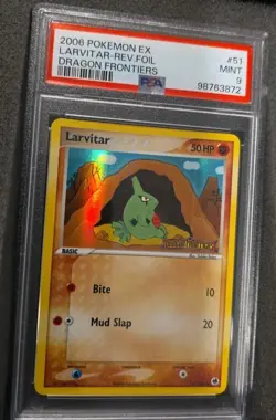 POKEMON CARD LARVITAR REVERSE HOLO 51 EX DRAGON FRONTIERS #51 GRADED PSA 9 MINT - Image 2