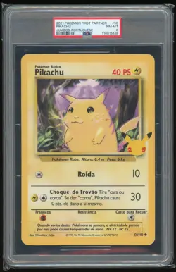 2021 Pokemon First Partner Pikachu Jumbo-Portuguese PSA 8 - Image 1