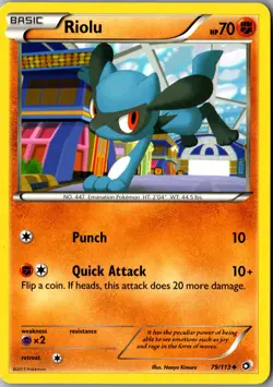 Riolu 79/113 Uncommon Legendary Treasures LP Pokemon Card - Image 1