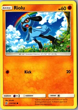 Riolu (115) 115/236 Common SM - Unified Minds LP Pokemon Card - Image 1