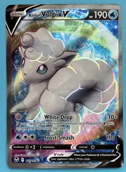 Pokemon TCG Alolan Vulpix v 173/195 Silver Tempest Full Art Ultra Rare NM - Image 1