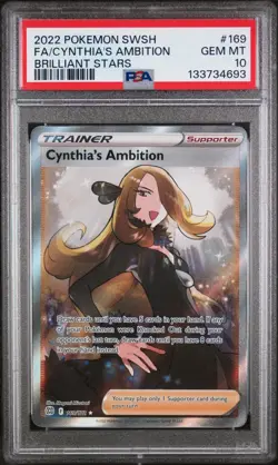 2022 Pokemon SWSH FA/CYNTHIA'S AMBITION BRILLIANT STARS GEM MT PSA 10 #169 - Image 1