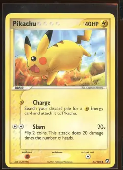 Pikachu Common 57/108 LP EX Power Keepers Miscut OC Back Misprint Error Pokemon - Image 1
