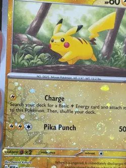 POKEMON PIKACHU 025/165 COMMON REVERSE COSMOS HOLOFOIL WITH SWIRL NM CARD - Image 4