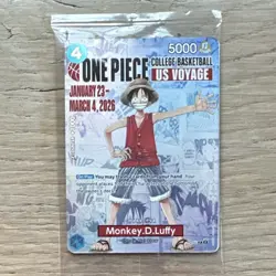 One Piece Monkey D. Luffy US Voyage College Basketball Card Rutgers w/ Poster - Image 1