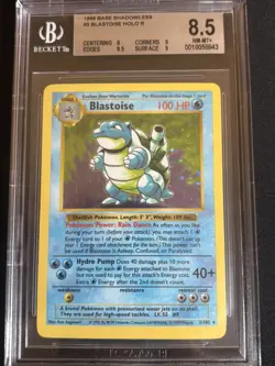 1999 BLASTOISE HOLO R #2 SHADOWLESS BASE SET BGS 8.5 NM+ Mint! Pokemon Card - Image 1
