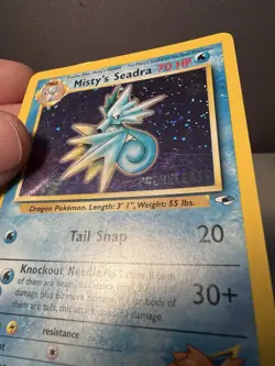 Misty's Seadra Holo Prerelease Card WOTC MP-HP Gym Heroes Pokemon TCG - Image 3
