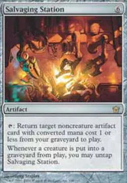 Moderate Play, English MTG Foil Salvaging Station - Foil Fifth Dawn Magic the Ga - Image 1