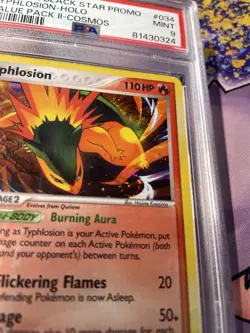 2006 Pokemon Black Star Promo Typhlosion Cosmos Holo PSA 9 Mint #034 Swirl - Image 3