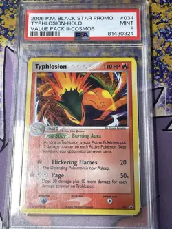 2006 Pokemon Black Star Promo Typhlosion Cosmos Holo PSA 9 Mint #034 Swirl - Image 4
