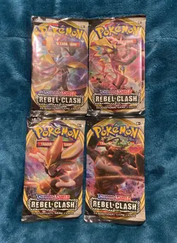 Pokemon TCG Sword Shield Rebel Clash Booster Pack Random Art Set 4X - Image 1