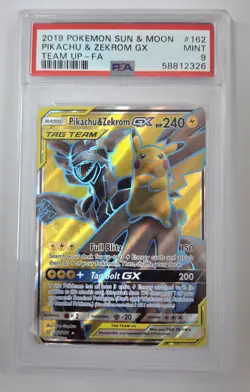 PSA 9 Pikachu & Zekrom GX (Full Art) 162/181 Pokemon S&M Team Up - Image 1