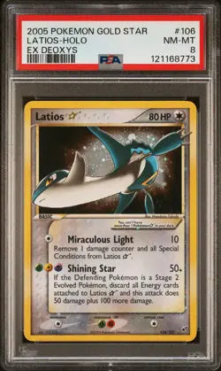 2005 Pokemon EX Deoxys Holo Latios Gold Star #106 PSA 8 NM-MT - Image 1