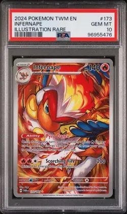 2024 Pokemon Twilight Masquerade Infernape #173/167 Illustration Rare PSA 10 GEM - Image 1