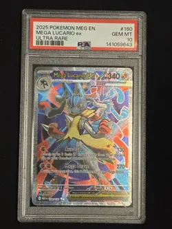 2025 POKEMON MEG EN-MEGA EVOLUTION ULTRA RARE #160 MEGA LUCARIO EX PSA 10 - Image 1