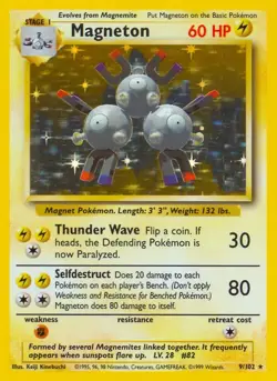 Magneton - 9/102 - Pokemon Base Set Unlimited Holo Rare Card WOTC LP - Image 1