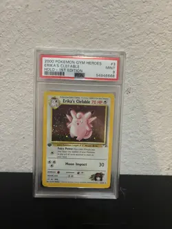 2000 Pokemon PSA 9 1st Edition Erika's Clefable Holo - 3/132 Gym Heroes MINT - Image 1