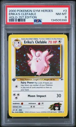 2000 POKEMON GYM HEROES HOLO-1ST EDITION #3 ERIKA'S CLEFABLE PSA 8 - Image 1