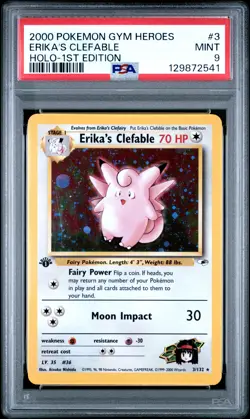 2000 Pokemon Gym Heroes Holo-1st Edition Erika'S Clefable 9 PSA #3 - Image 1