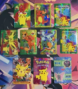 Pokemon Vending Prism Pocket Monsters Bandai 1998 Sticker Card Lot (10pcs) - Image 1