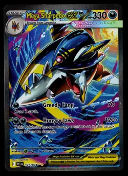 Mega Sharpedo ex 127/094 Mega Evolution Phantasmal Flames PFL Pokemon TCG - NM - Image 1