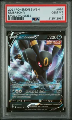 2021 Pokemon SWSH Evolving Skies Umbreon V 094/203 PSA 10 Gem Mint - Image 2