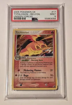 2005 Pokemon Ex Unseen Forces Typhlosion Reverse Foil #17 PSA 9 - Image 1