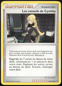 Carte Pokemon Les conseils de Cynthia 136/147 Vainqueurs Supremes Francais - Image 1