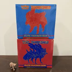 Pokemon Sword & Shield SWSH Base Set Elite Trainer Box ETB Pair Zacian Zamazenta - Image 1