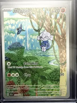 Pokemon 2024 Stellar Crown Meditite #153/142 Illustration Rare NM - Image 1