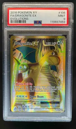 2016 Pokemon XY Evolutions Dragonite Full Art Ultra Rare #106/108 PSA 9 - Image 1
